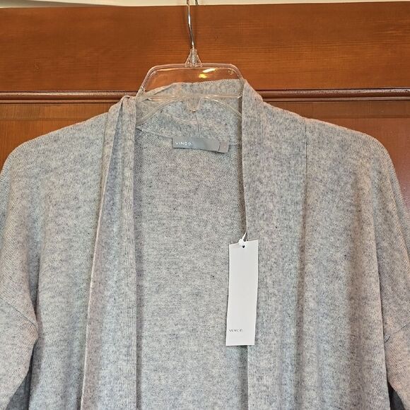 Vince Gray Cardigan Cashmere & Wool Sweater with Draped Open Front, NWT. - Picture 3 of 7